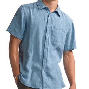 The North Face Men's Casual Blue Button Down Shirt - Loghill Jacquard Shirt
